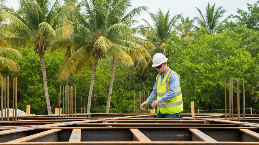 shoring engineers key largo close-up of elevated slab shoring inspection