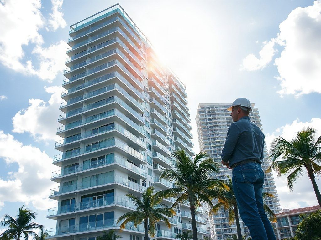 Florida condominium building undergoing structural integrity reserve study requirements inspection