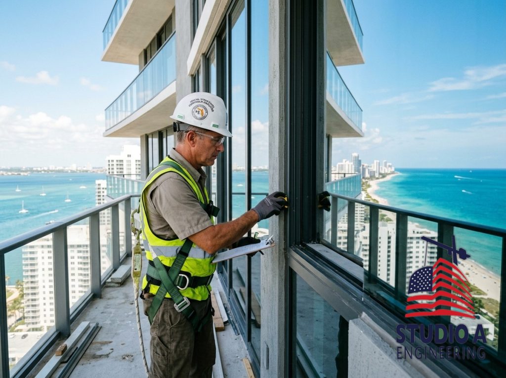 Threshold inspection window replacement in Florida by Studio A Engineering Special Inspector