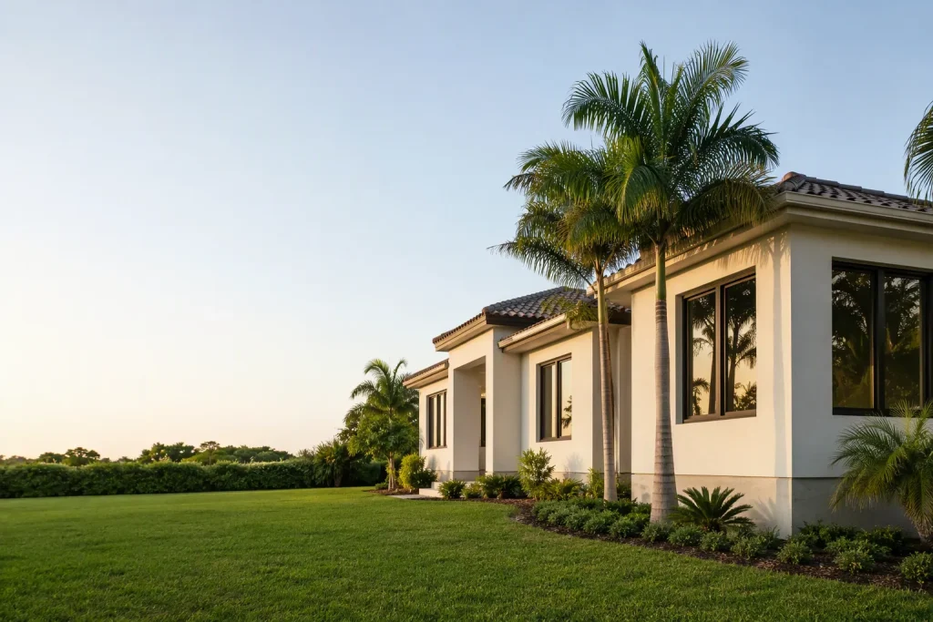 Wide exterior of a South Florida home for foundation inspection cost florida context