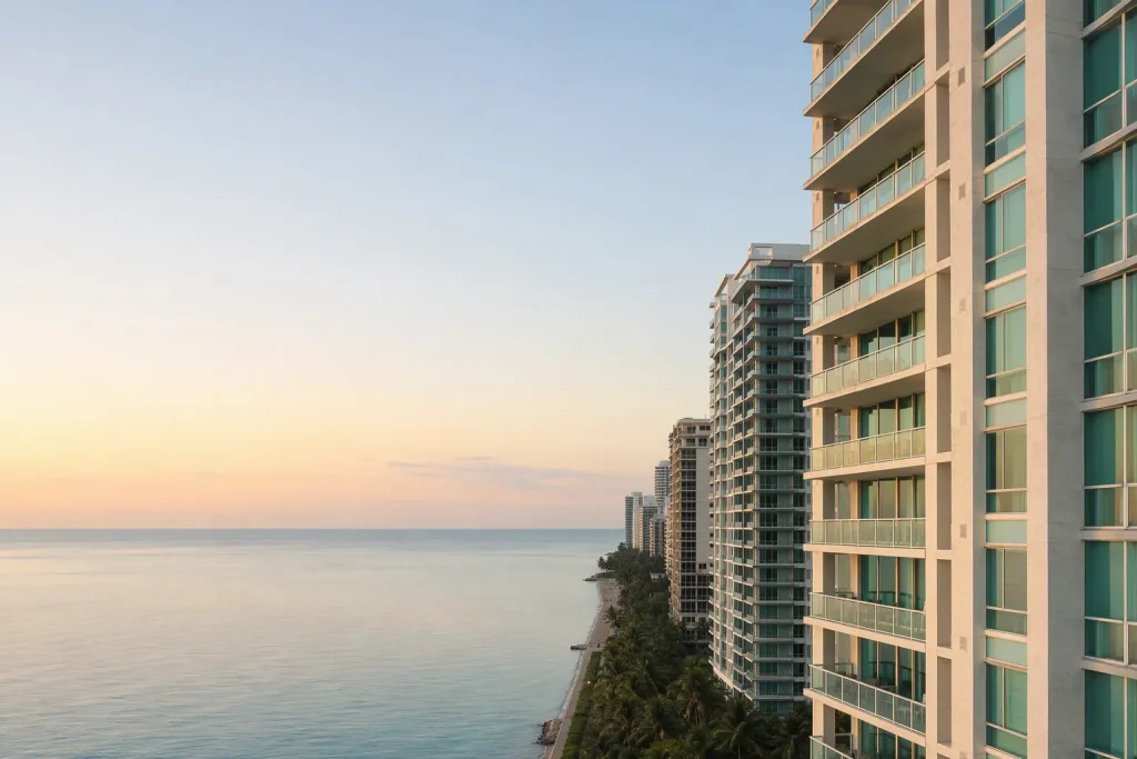 South Florida condo towers at dawn, illustrating structural integrity reserve study planning.