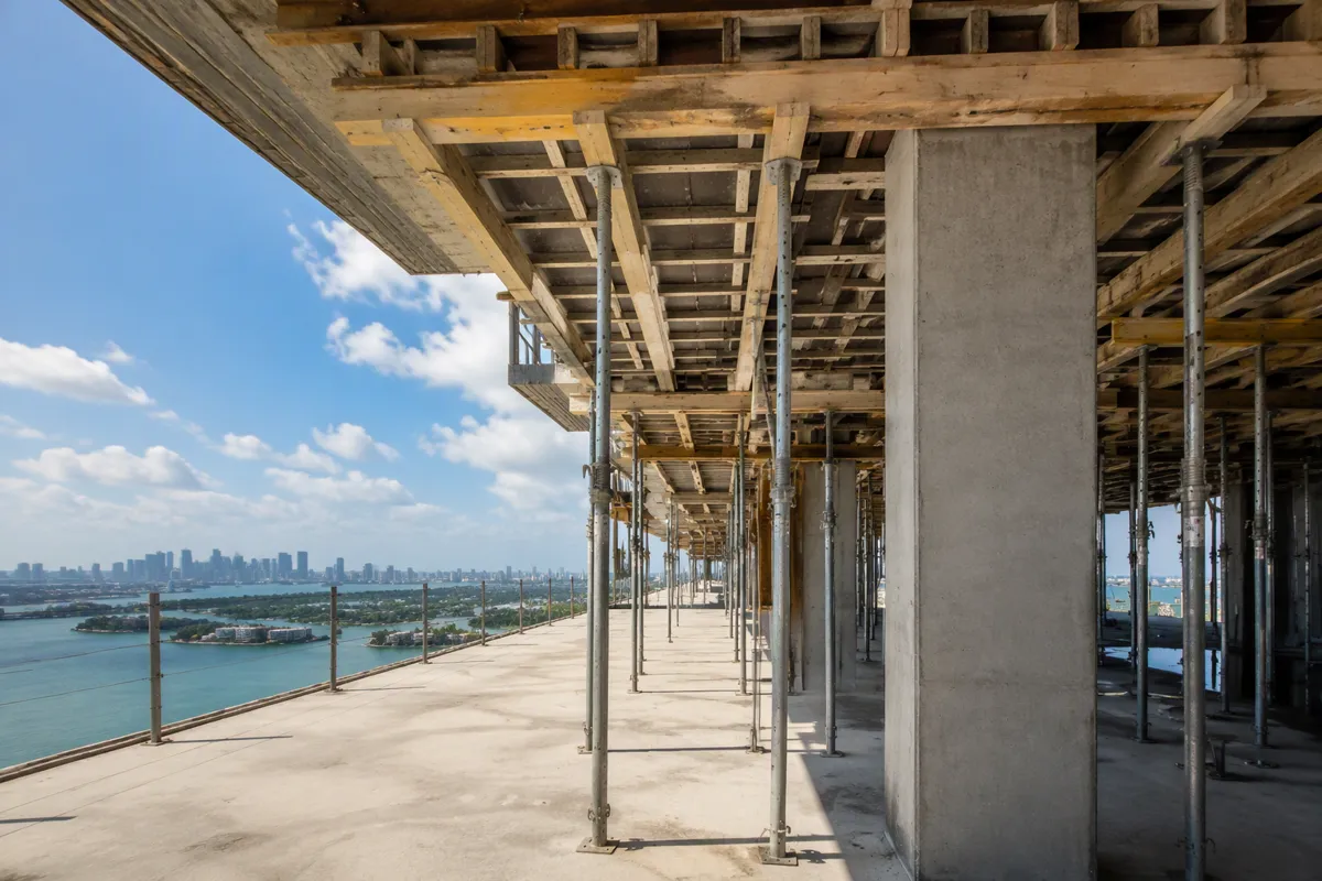 Miami condo towers and parking garage during structural engineer inspection cost review