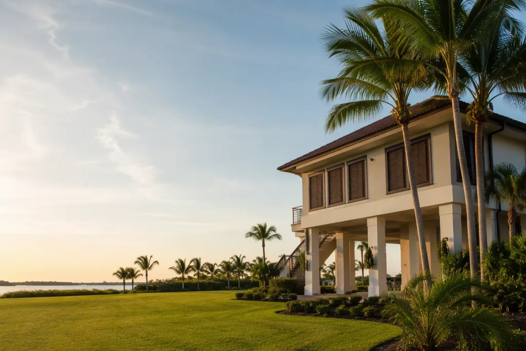 Elevated South Florida home with impact shutters, showing residential structural engineer florida expertise.