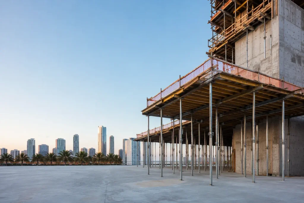 Shoring posts under elevated slab formwork on a South Florida project for shoring engineer florida