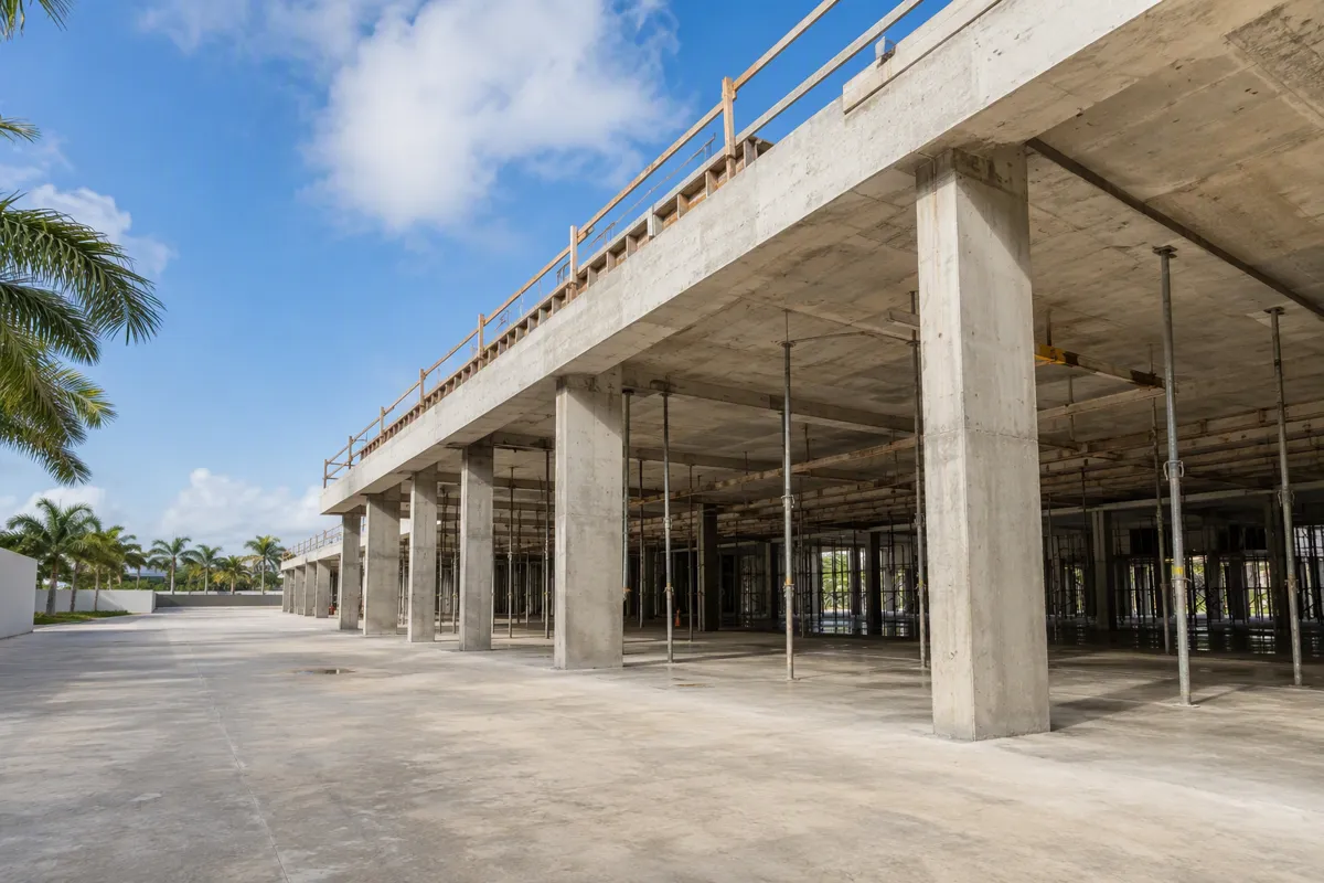 Shoring posts under elevated slab formwork on a South Florida project for shoring engineer florida