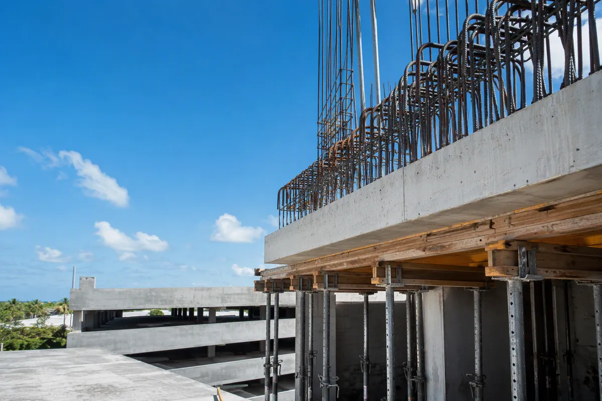 Concrete tower under construction for a threshold inspection plan in South Florida