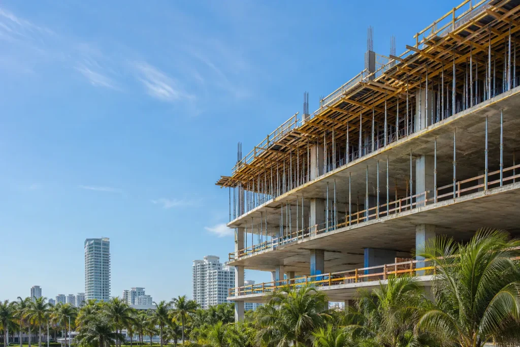 Elevated-slab shoring at a Miami high-rise during shoring inspections miami