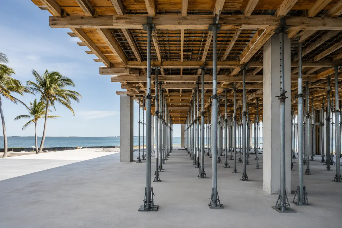 Elevated-slab shoring for shoring inspectors Monroe County, Florida.