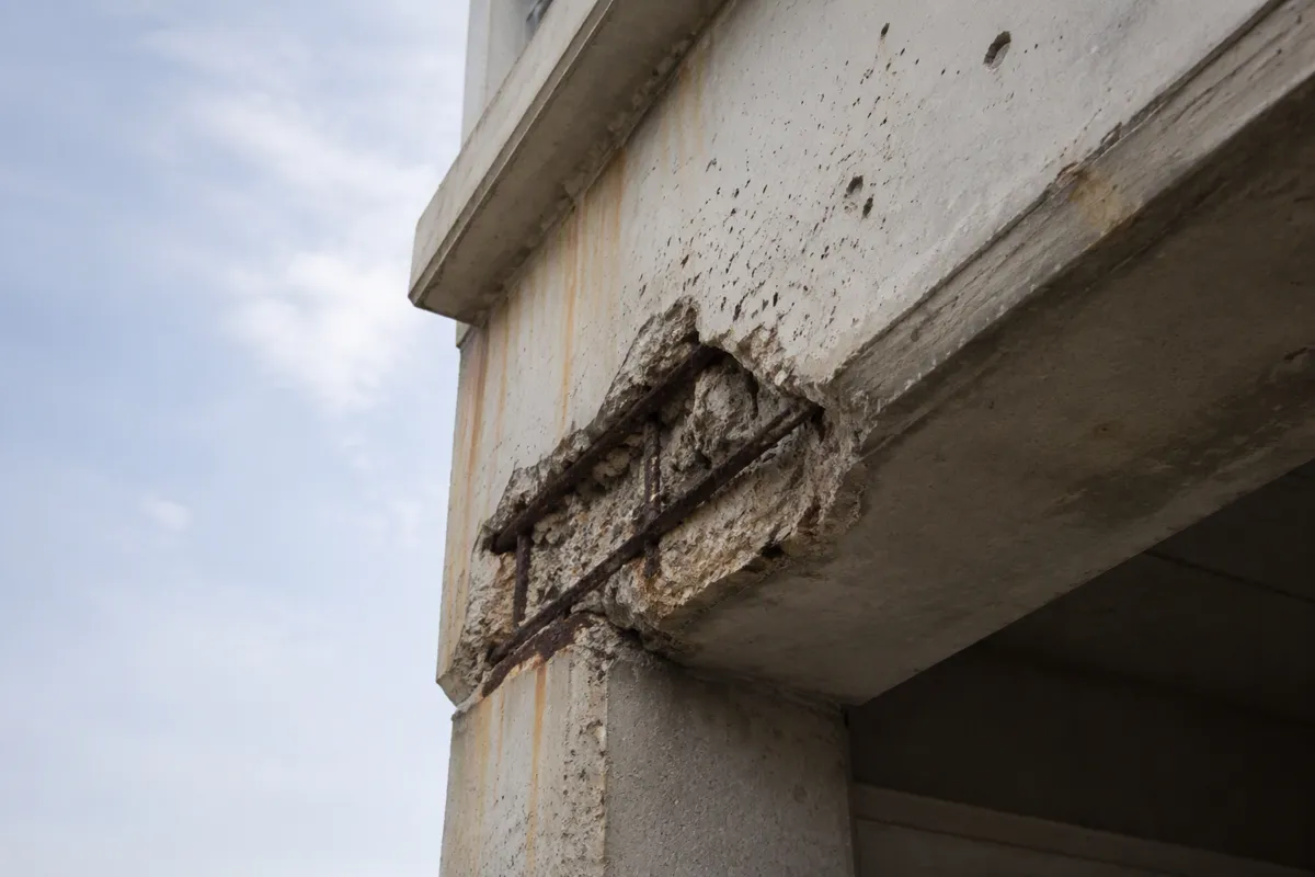 Concrete restoration Hollywood FL condo tower balconies in a wide South Florida architectural photo