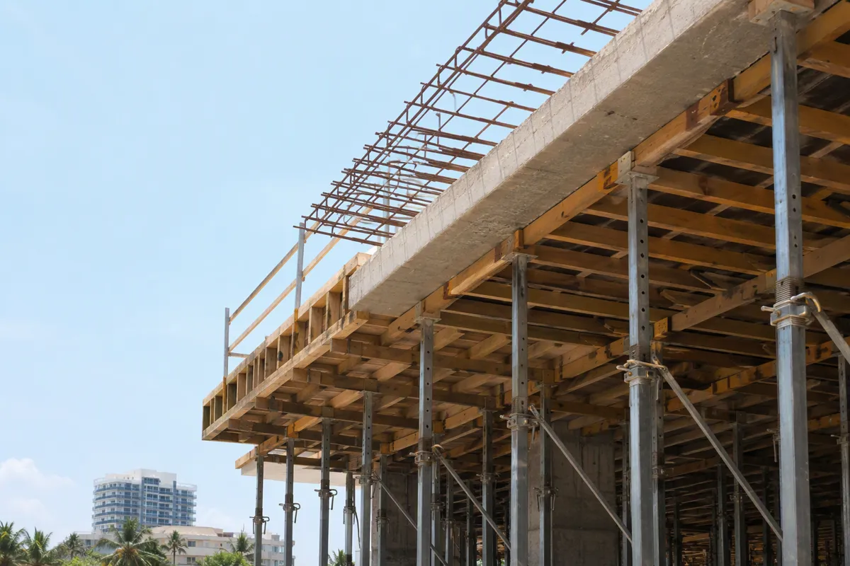 Elevated slab formwork with shoring posts for shoring inspections Hollywood FL.