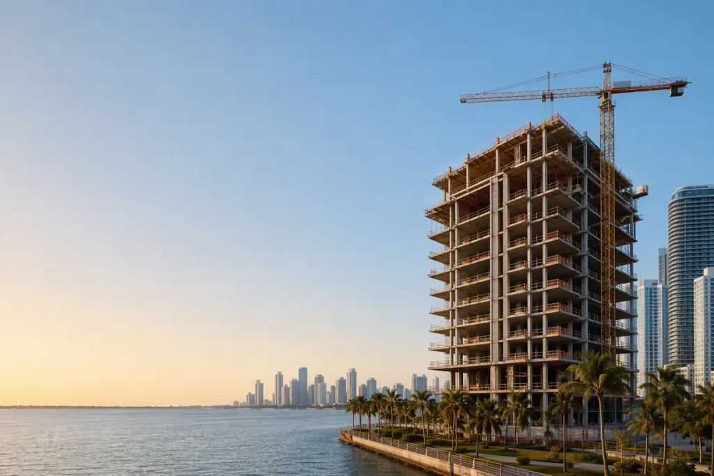 Commercial structural engineer's concrete building under construction in South Florida